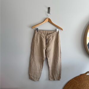 Tan linen made in Italy flax linen Relaxed Fit Lightweight pants